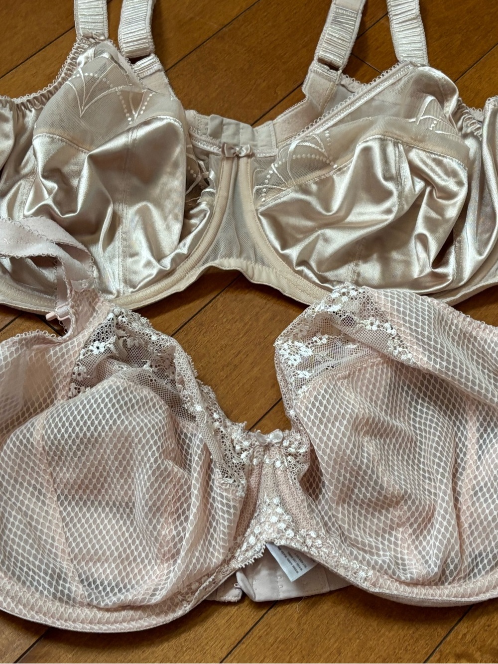 Emoli Women's 44G Full-Coverage Lace Satin Bra Set Blush Underwire Charley